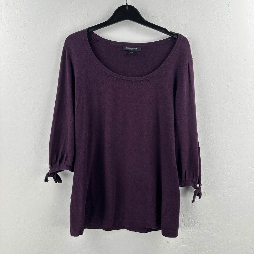 Banana Republic Sweater Womens S Purple Silk Blend Office Bows‎ Church Formal